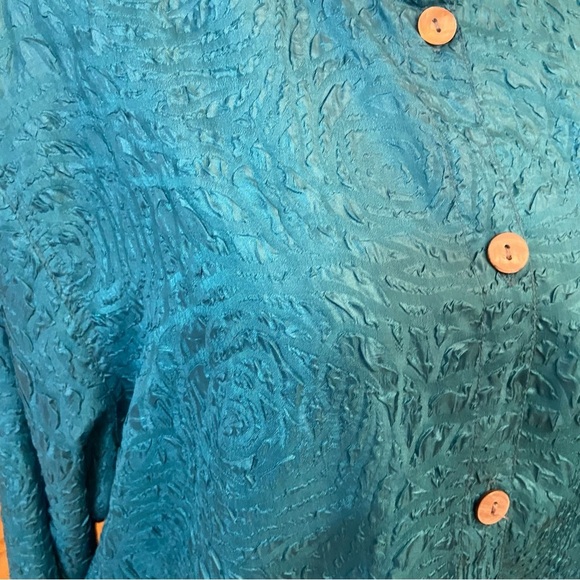 CHICO'S ADDITIONS CRINKLE TOP Size XL Peacock Blue Shimmer Shacket Lightweight - Picture 9 of 12